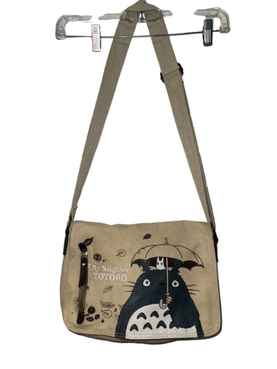 Hot Topic Handbags - Hot Topic Beige Canvas 'My Neighbor Totoro' Crossbody Bag with Navy Print